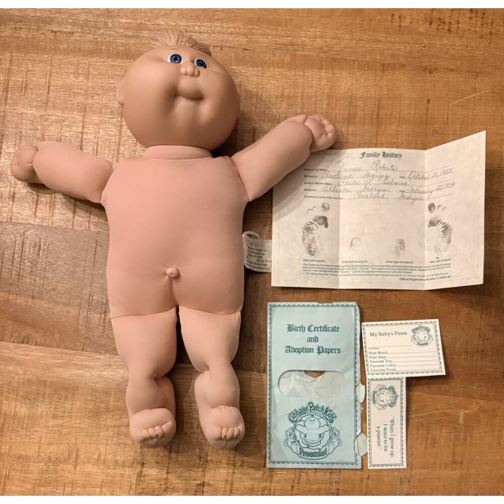Xavier Roberts Cabbage Patch Baby W/ Birth Certificate 1982 Adoption Papers VTG